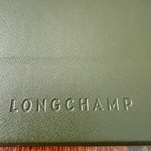 NWOT Longchamp green leather foldable sunglass case